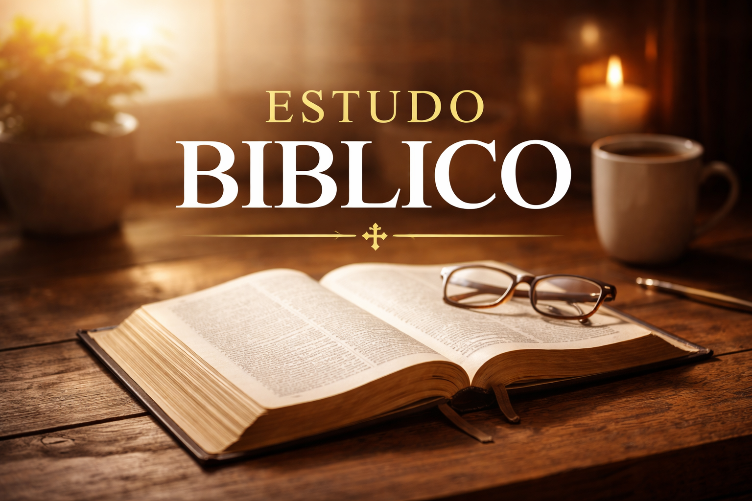 Estudo bíblico com luz suave